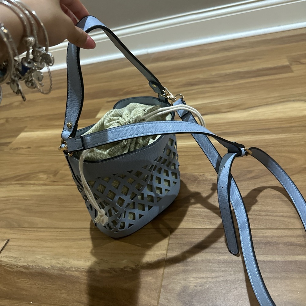 Stylish Blue Cutout Bucket Bag